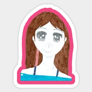 Expressive Anime Girl Sticker